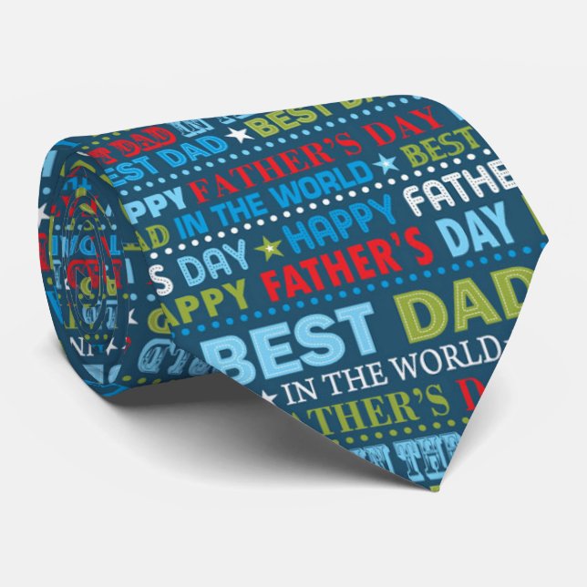 Happy Father's Day Best Dad Daddy Love Neck Tie (Rolled)