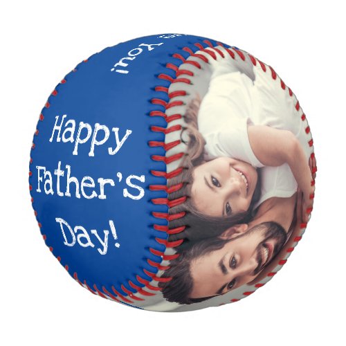 Happy Fathers Day Best Dad Ever 2 Photo Blue White Baseball