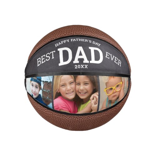 Happy Fathers Day Best Dad Ever 3 Photo Collage Mini Basketball