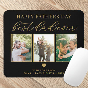 Happy Fathers Day Best Dad Ever 3 Photo Collage Mouse Pad