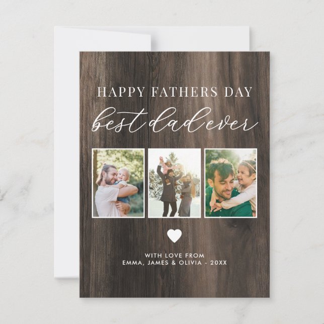 Happy Fathers Day Best Dad Ever 3 Photo Collage  Note Card (Front)