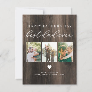 Happy Fathers Day Best Dad Ever 3 Photo Collage Note Card
