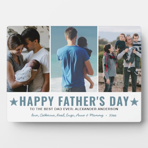 Happy Fathers Day Best Dad Ever 3 Photo Collage Plaque