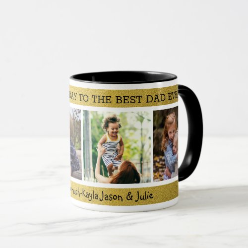 Happy Fathers Day  Best Dad Ever 4 Photo Collage Mug