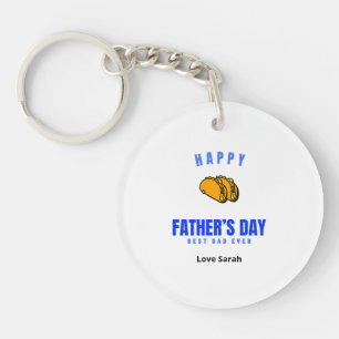 Happy Father's Day Best Dad Ever Funny Taco Keychain