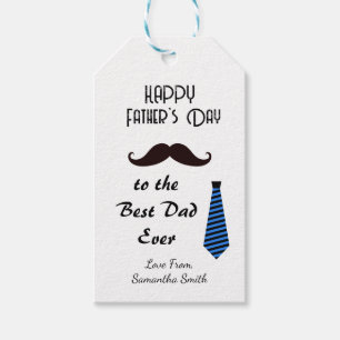 Happy Father's Day Best Dad Ever Mustache Tie Gift Tags
