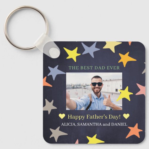 Happy Fathers Day best dad ever photo Keychain