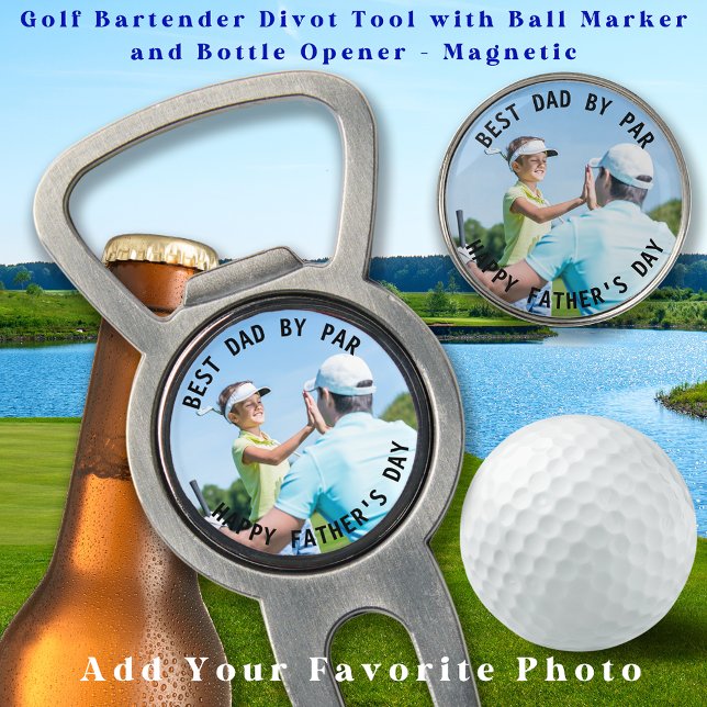 Happy Fathers Day Best Dad Par Custom Photo Golf Divot Tool (Creator Uploaded)