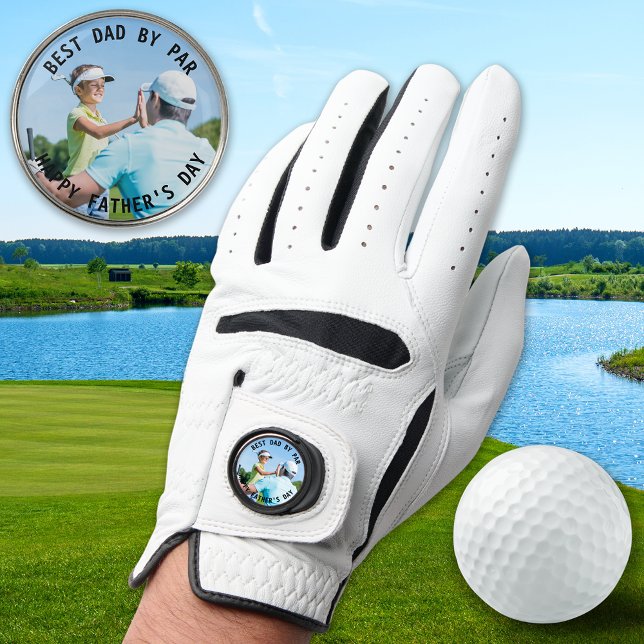Happy Fathers Day Best Dad Par Custom Photo Golfer Golf Glove (Creator Uploaded)