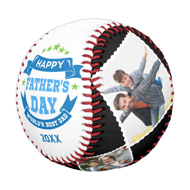 Happy Father's Day Best Dad | Personalized Photos Baseball (Angled)