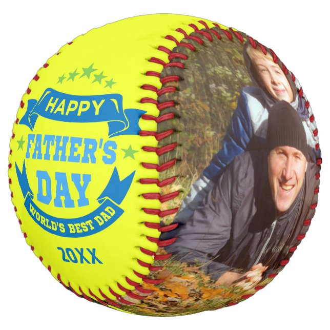 Happy Father's Day Best Dad | Personalized Photos Softball (Angled)