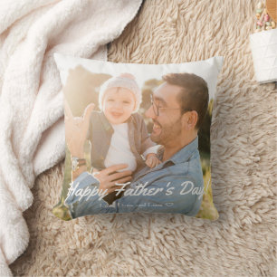 Happy Father's Day Best Daddy Photo Greeting Throw Pillow