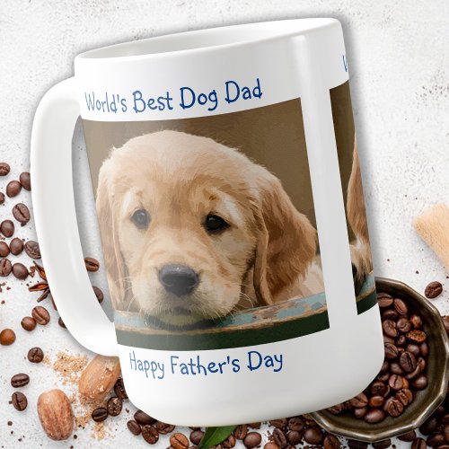 Happy Fathers Day _ Best Dog Dad Blue Pet Photo Coffee Mug