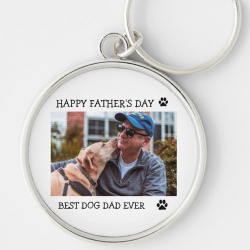 Happy Fathers Day Best Dog Dad Ever Custom Photo Keychain