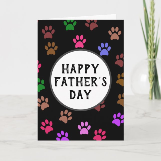 Happy Father's Day Best Dog Dad Ever Paw Prints Card (Front)