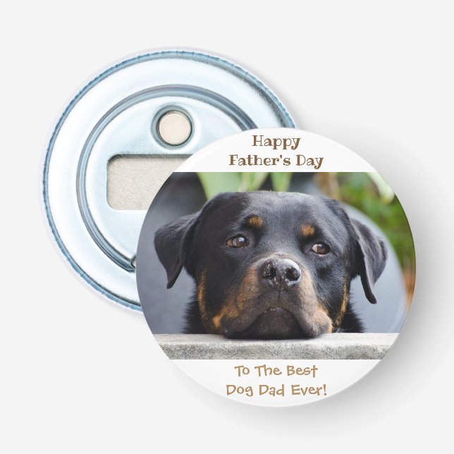 Happy Father's Day Best Dog Dad Photo Bottle Opener (Front)