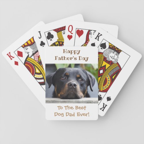 Happy Fathers Day Best Dog Dad Photo Playing Cards