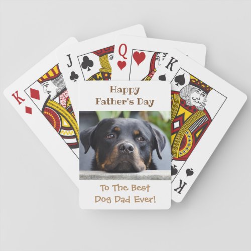 Happy Fathers Day Best Dog Dad Photo Poker Cards