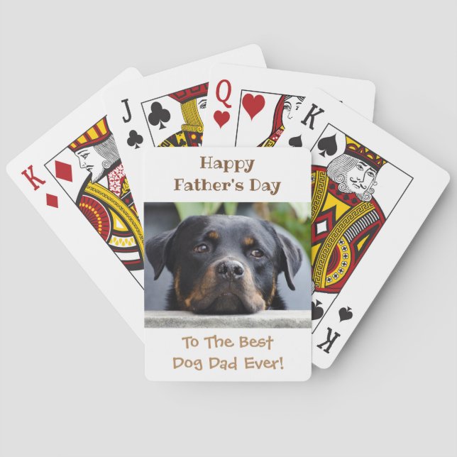 Happy Father's Day Best Dog Dad Photo Poker Cards (Back)