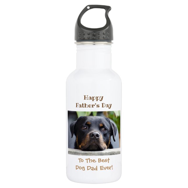 Happy Father's Day Best Dog Dad Photo Stainless Steel Water Bottle (Front)