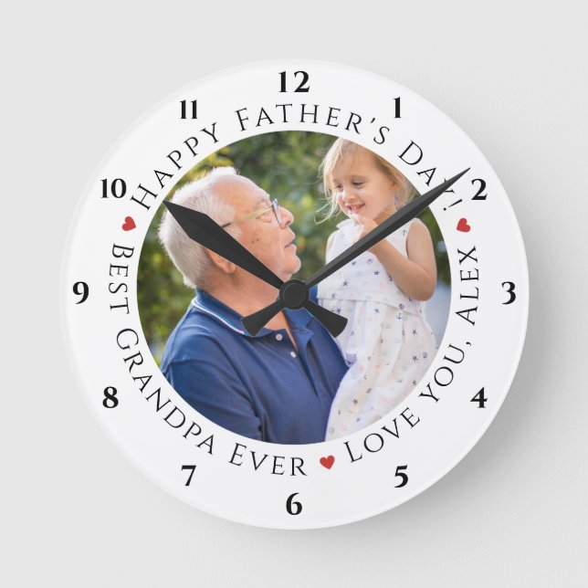 Happy Father's Day Best Grandpa Ever Personalized  Round Clock (Front)