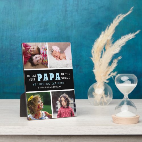 Happy Fathers Day Best Papa 4 Photo Collage Plaque