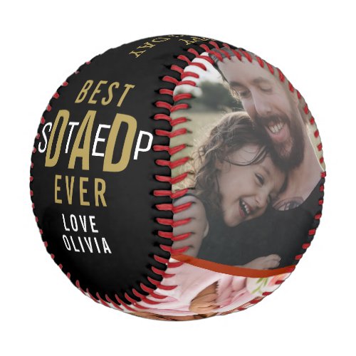 Happy Fathers Day Best Step Dad  3 Photo Collage Baseball