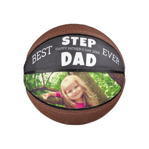 Happy Fathers Day Best Step Dad Ever Custom Photo Mini Basketball