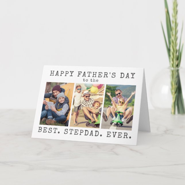 Happy Fathers Day BEST STEPDAD EVER 3 Photos Card (Front)