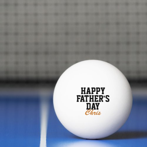 Happy Fathers Day Black and Orange Monogrammed Ping Pong Ball