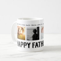 Happy Father's Day | Black and White 4 Photo Grid Coffee Mug