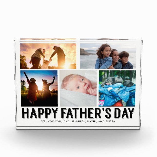 Happy Father's Day | Black and White 5 Photo Grid (Front)