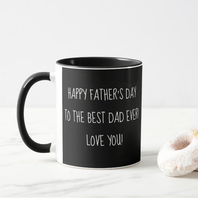 happy father's day black and white fun script mug (With Donut)