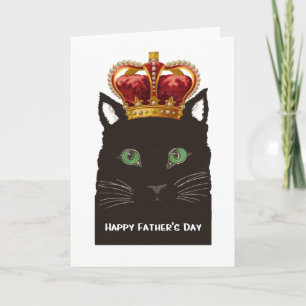 Happy Father's Day Black Cat wearing Crown Card