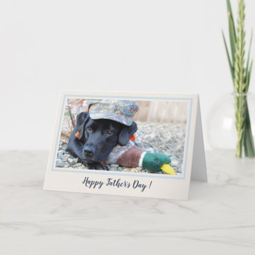 Happy Fathers Day Black Labrador Cute Duck Dog Card