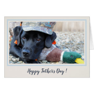 Happy Father's Day Black Labrador Cute Duck Dog - Cards