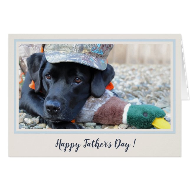 Happy Father's Day Black Labrador Cute Duck Dog - Cards (Front Horizontal)