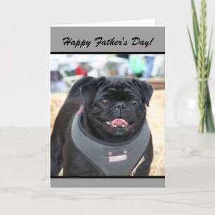 Happy Father's Day Black Pug Dog greeting card