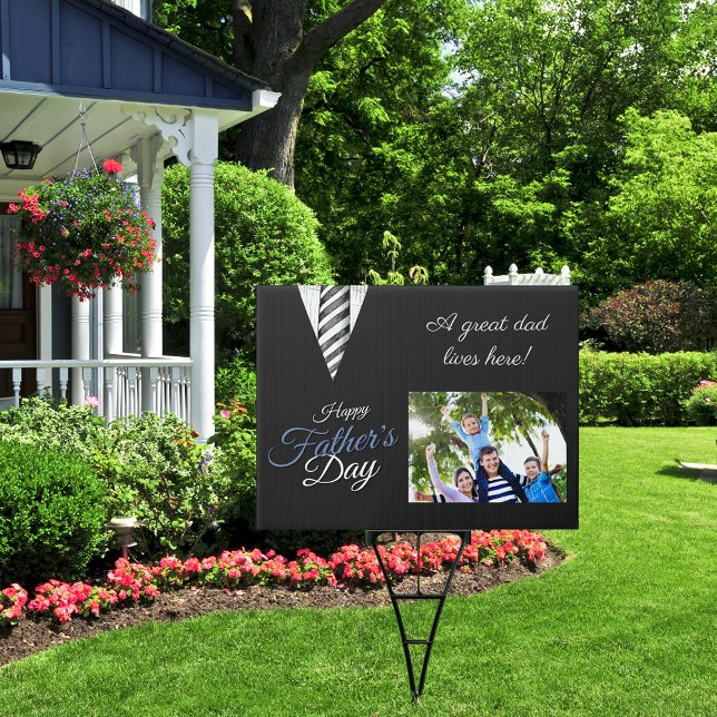 Happy Father's Day Black Suit Photo Yard Sign (Creator Uploaded)