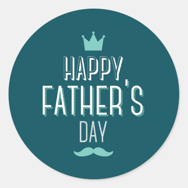 Happy Father's Day Blue Design Classic Round Sticker | Zazzle