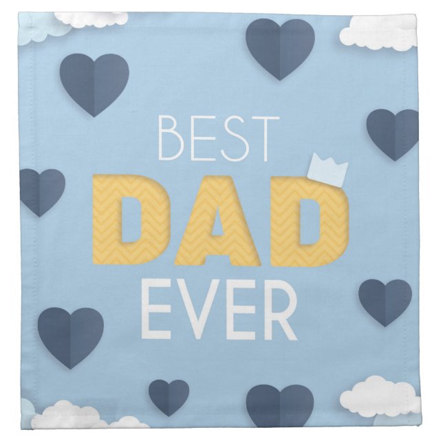 Happy Father's Day blue hearts in the sky  Kitchen Cloth Napkin (Front)