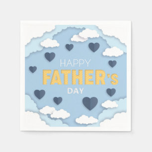 Happy Father's Day blue hearts in the sky Napkins