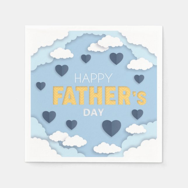 Happy Father's Day blue hearts in the sky  Napkins (Front)