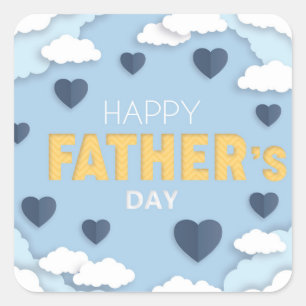 Happy Father's Day blue hearts in the sky Square Sticker
