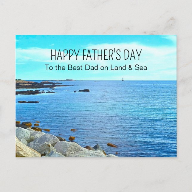  Happy Father's Day Blue Ocean Photo Azure Sky Holiday Postcard (Front)