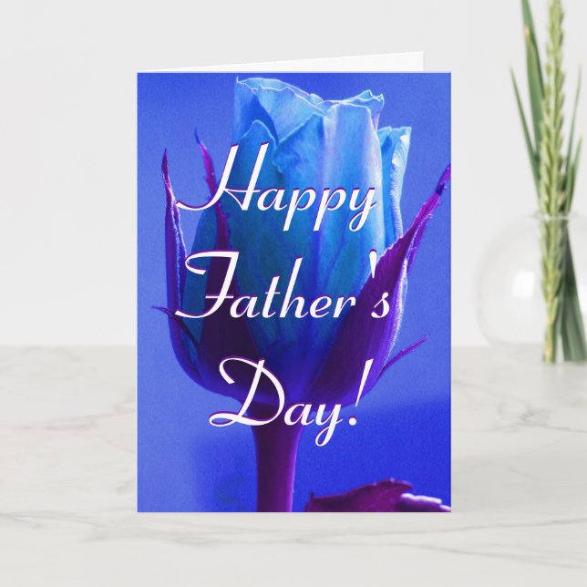 Happy Father's Day Blue Rose I Card (Front)