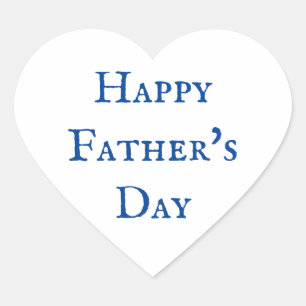 Happy Father's Day Blue White Classy Cool 2024 Heart Sticker