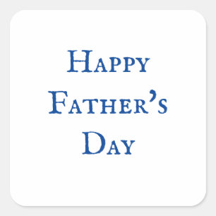 Happy Father's Day Blue White Classy Cool 2024 Square Sticker