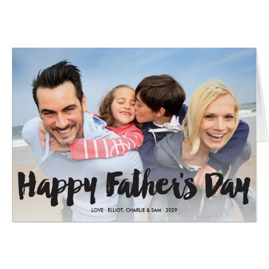 Happy Father's Day Bold Brush Script Photo Card (Front Horizontal)