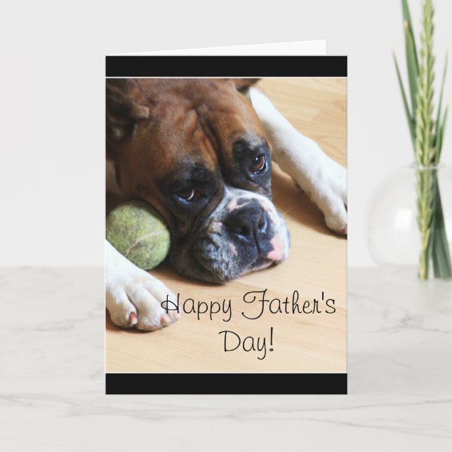 Happy Father's Day Boxer Dog Greeting Card (Front)